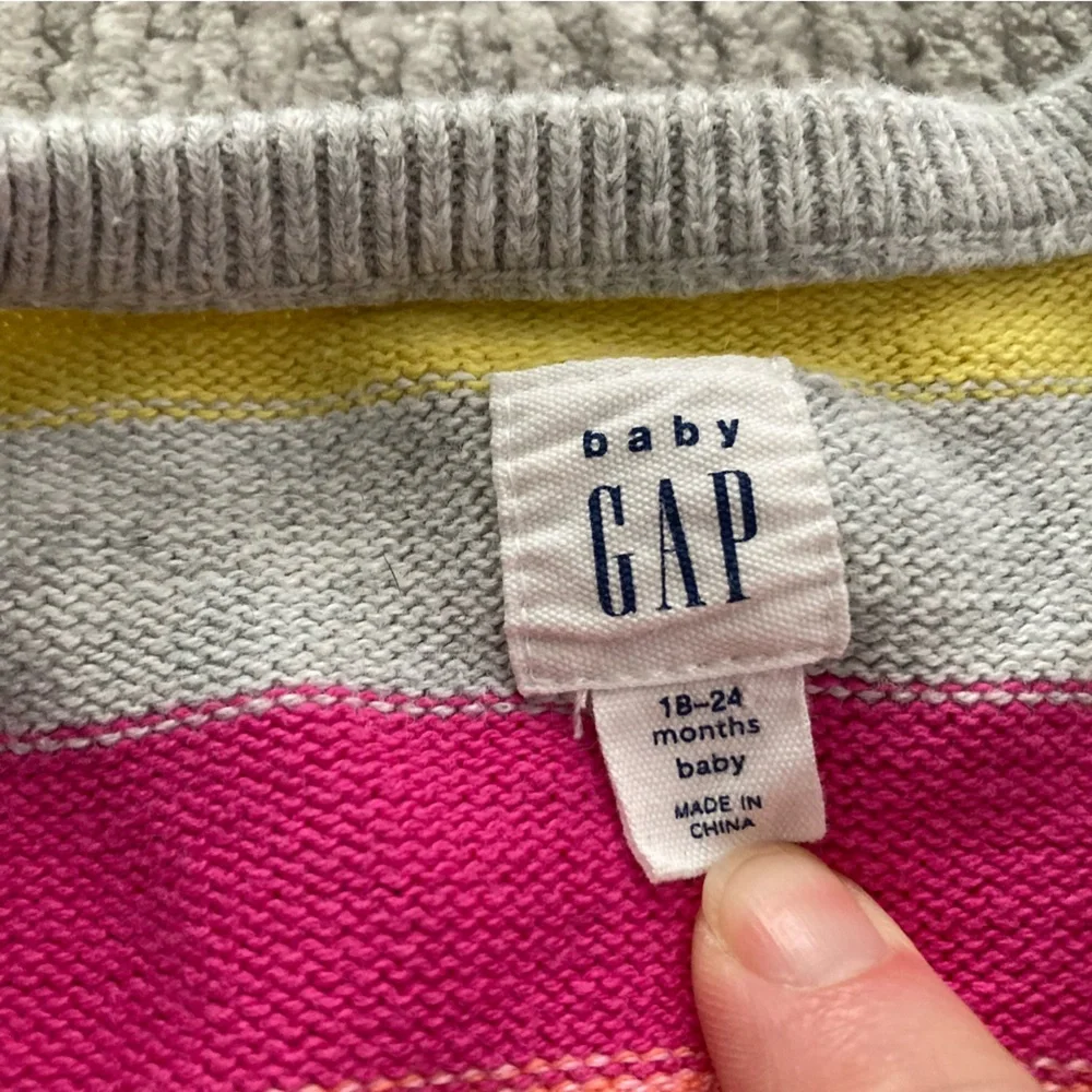Baby Gap Rainbow Stripe Knit Romper 18-24M Cotton Girls Ruffle‎ Sleeves
